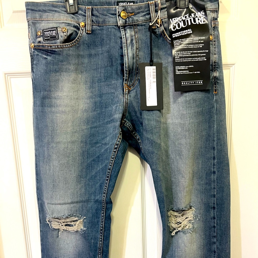 Versace Jeans Coutour Distressed blue jeans 36 US